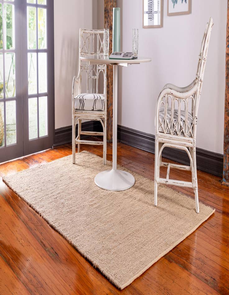 Detail image of  5' x 8'  Hand Woven Gilded Jute Rug