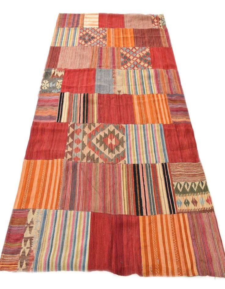 Detail image of  5' 11 x 7' 8  Hand Woven Kilim Patchwork Wool Rug