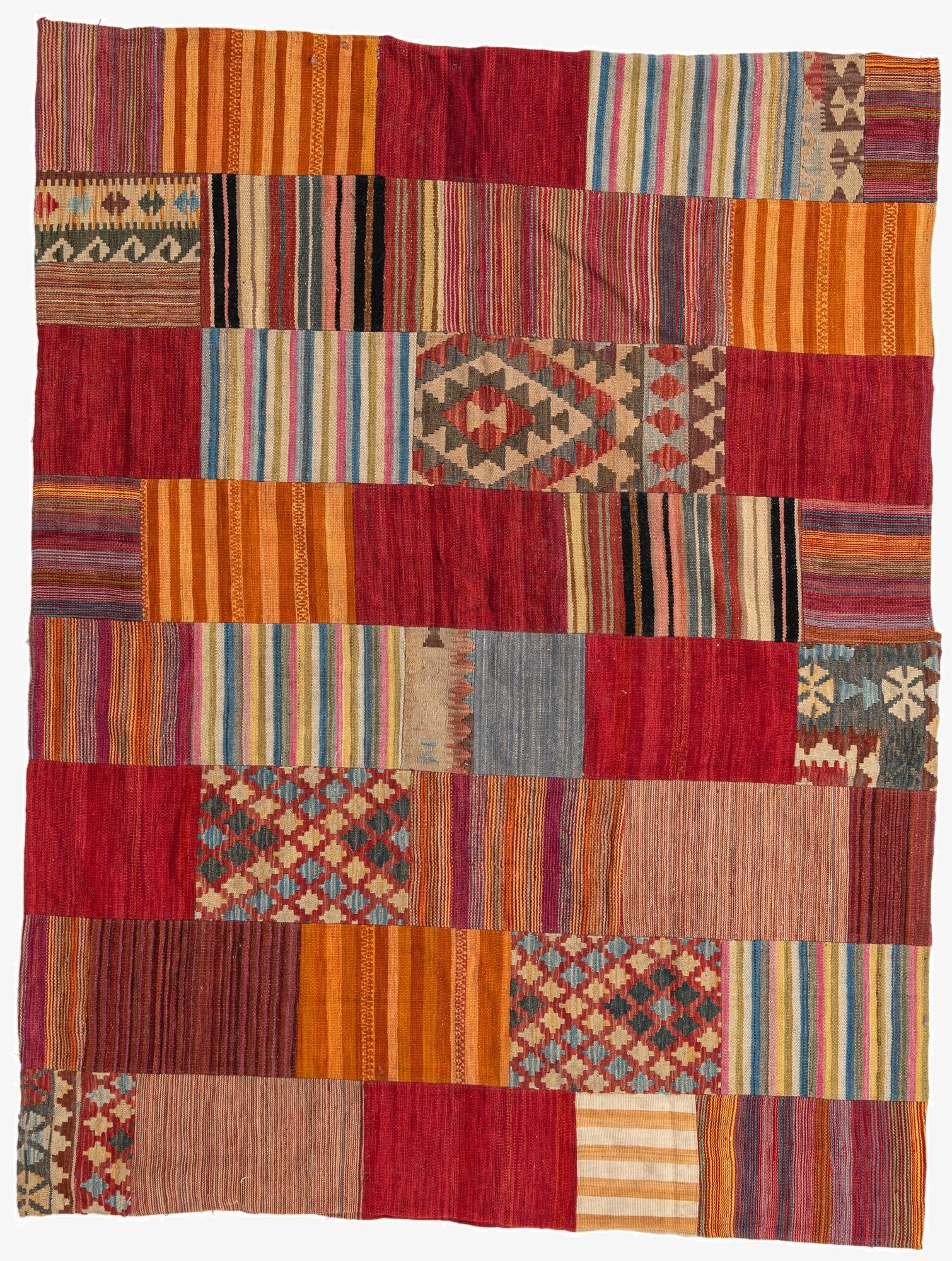  5' 11 x 7' 8  Hand Woven Kilim Patchwork Wool Rug
