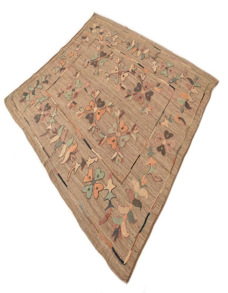 Detail image of  6' 2 x 7'  Hand Woven Kilim Suzani Wool Rug