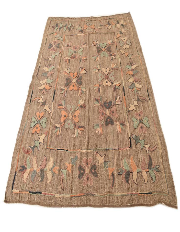 Detail image of  6' 2 x 7'  Hand Woven Kilim Suzani Wool Rug