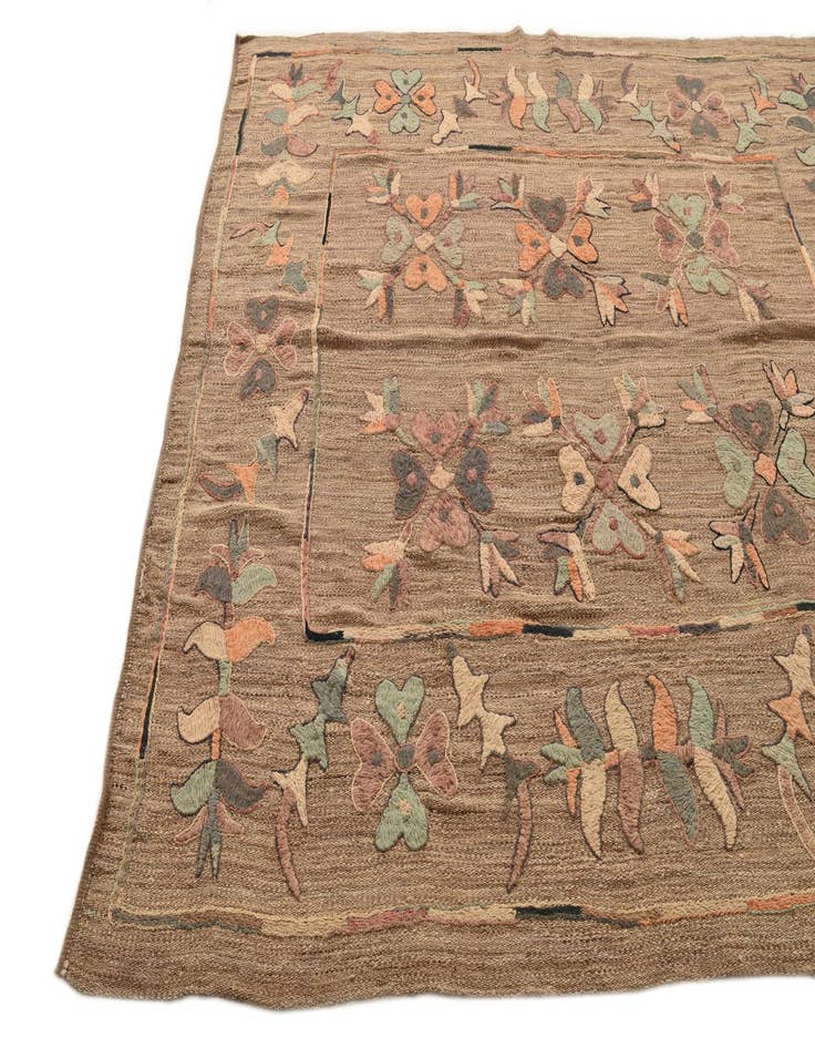 Detail image of  6' 2 x 7'  Hand Woven Kilim Suzani Wool Rug