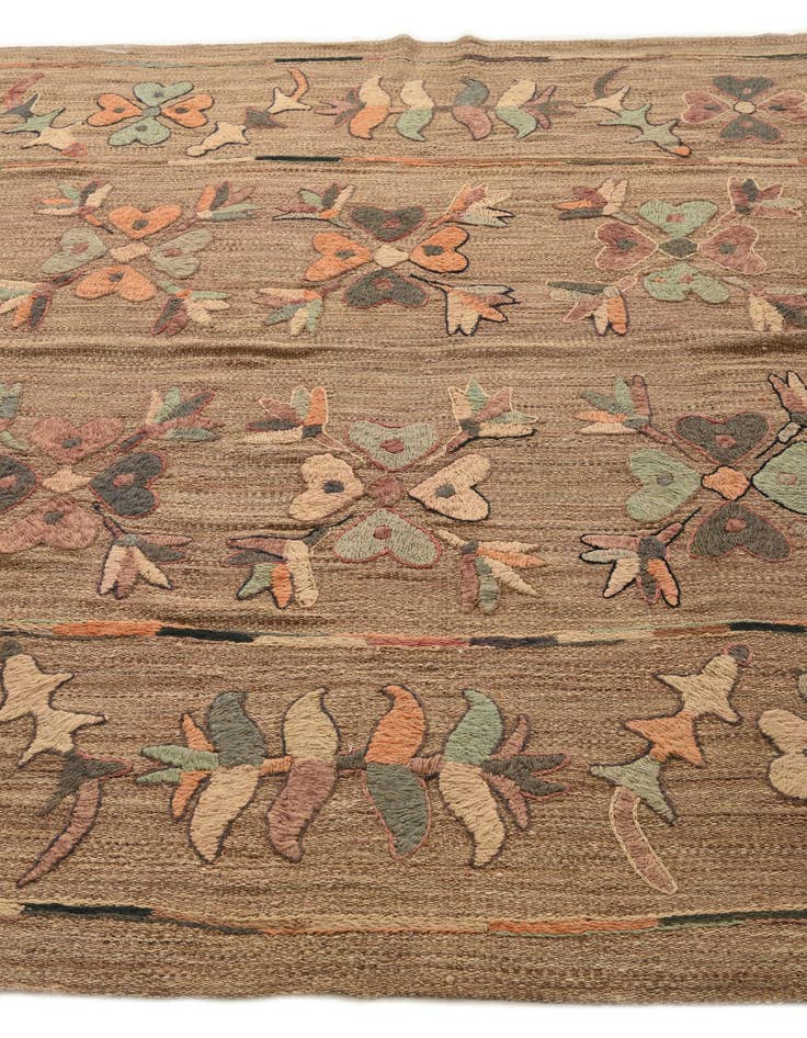 Detail image of  6' 2 x 7'  Hand Woven Kilim Suzani Wool Rug