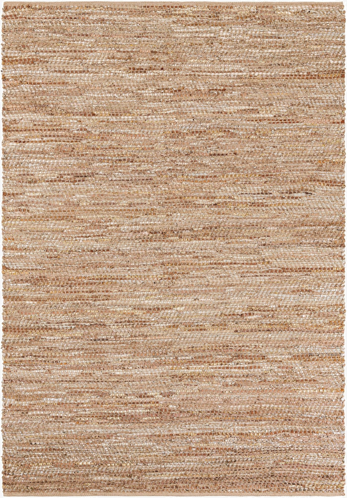  6' 1 x 9'  Hand Woven Leather Metallic Jute Rug