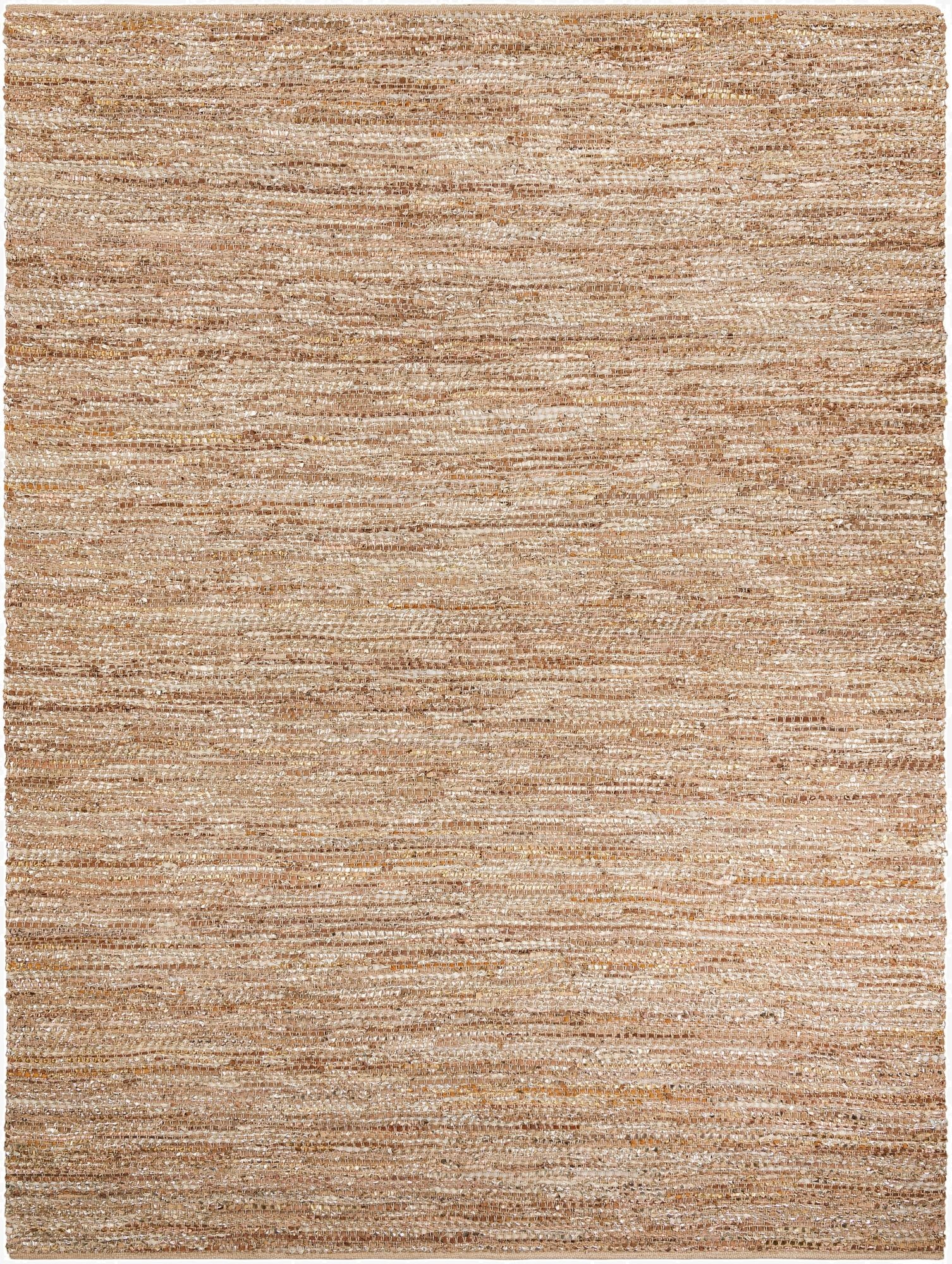  9' x 12'  Hand Woven Leather Metallic Jute Rug