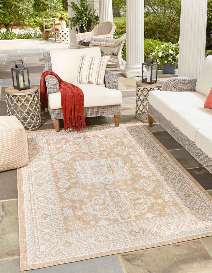 Natural 10' x 14' Aztec Indoor / Outdoor Rug | Rugs.com