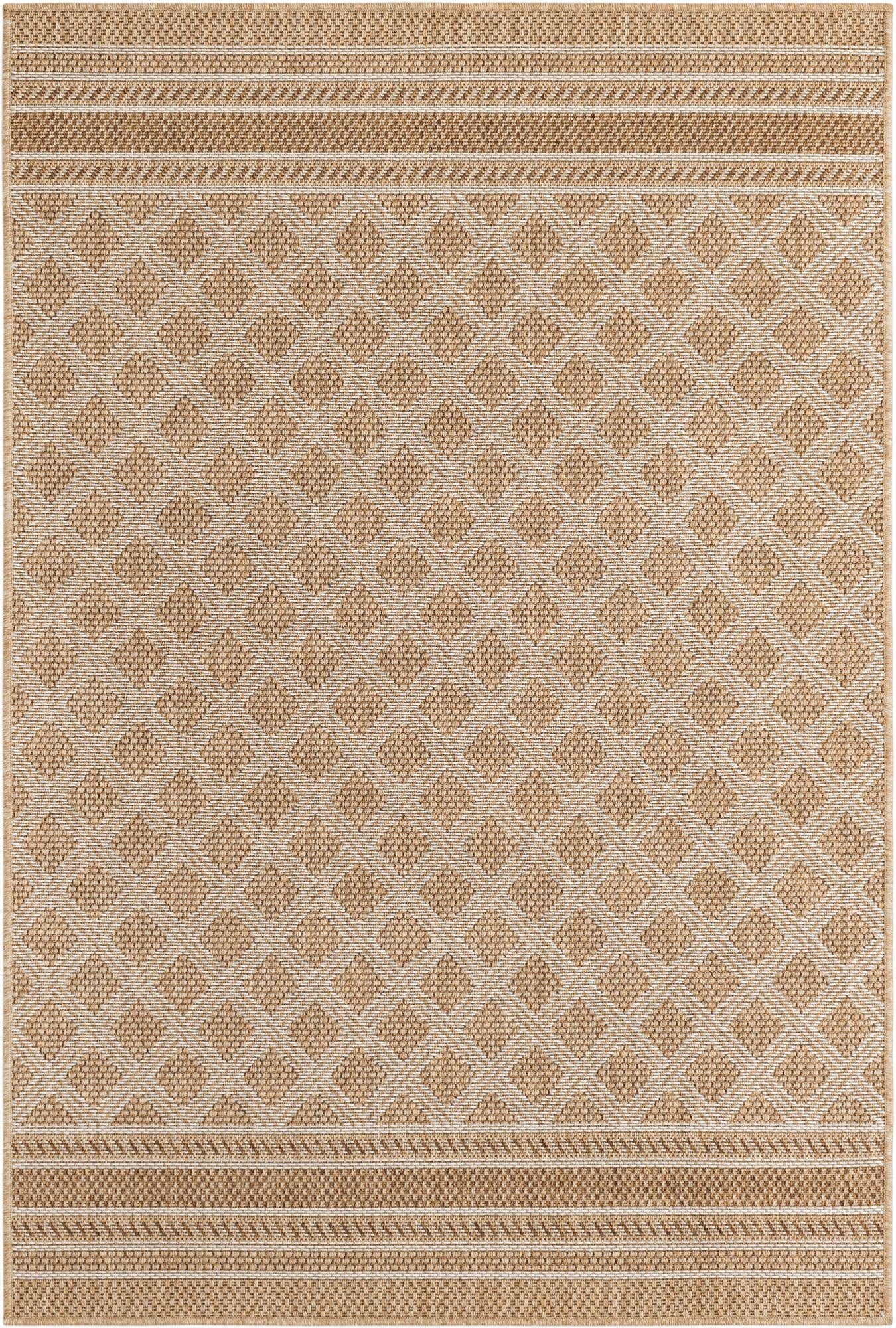  4' 1 x 6' 1  Washable Lattice Indoor / Outdoor Rug