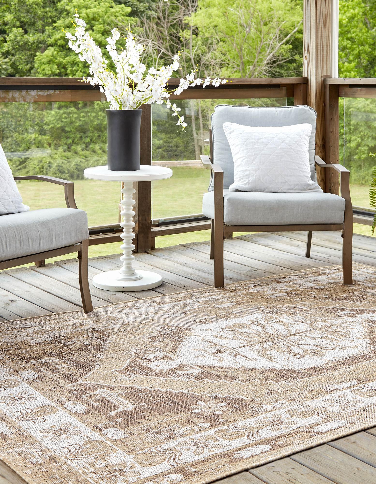 Natural 10' x 13' Traditional Indoor / Outdoor Rug | Rugs.com