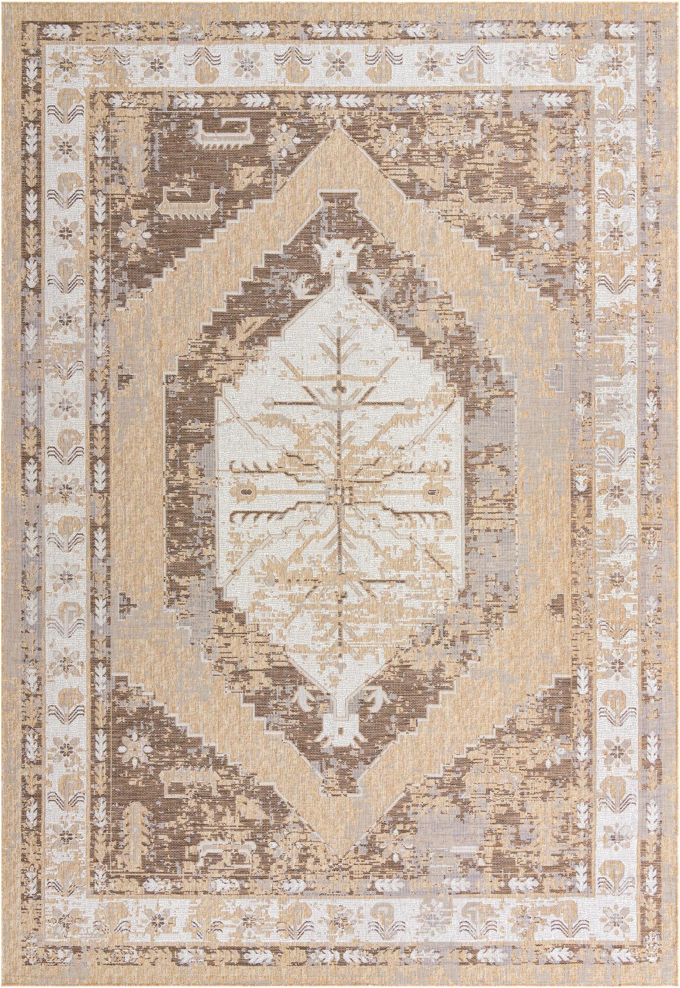  10' x 14'  Washable Traditional Indoor / Outdoor Rug
