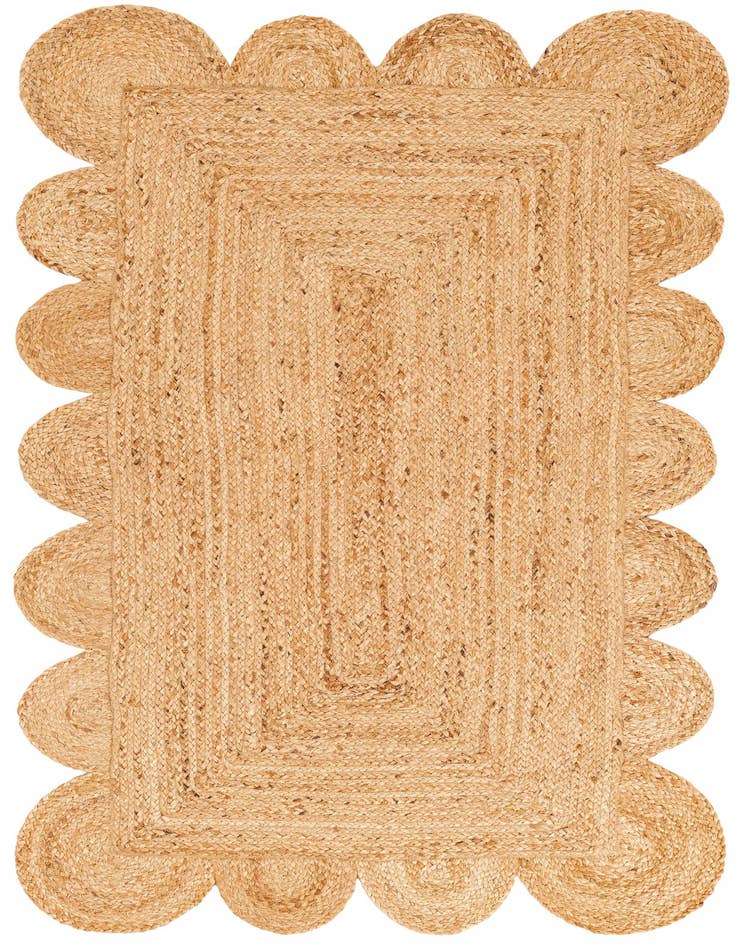 Detail image of  3' 1 x 5' 1  Hand Woven Scallop Braided Jute Rug