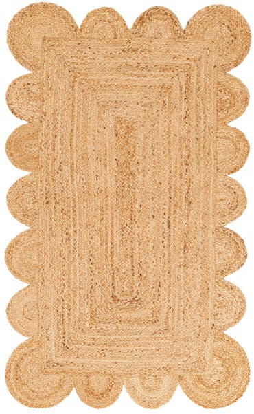  3' 1 x 5' 1  Hand Woven Scallop Braided Jute Rug