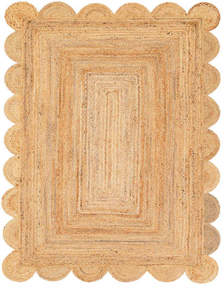 Detail image of  4' 1 x 6' 1  Hand Woven Scallop Braided Jute Rug