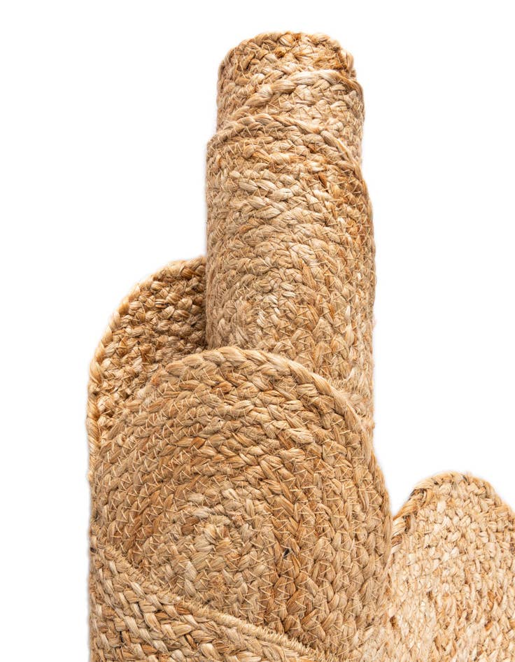 Detail image of  7' 10 x 10'  Hand Woven Scallop Braided Jute Rug