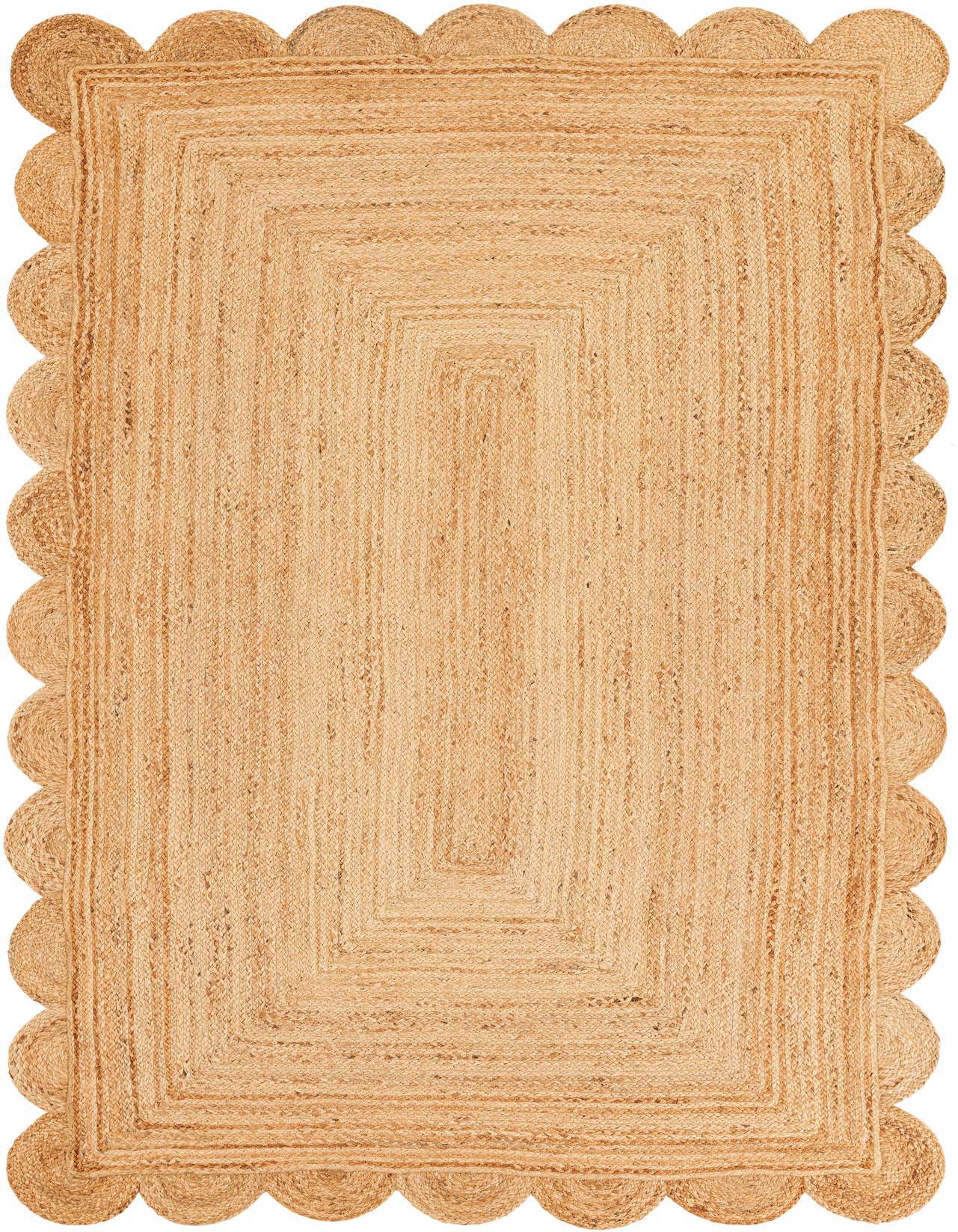 Primary image  5' 1 x 8'  Hand Woven Scallop Braided Jute Rug