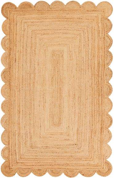  5' 1 x 8'  Hand Woven Scallop Braided Jute Rug