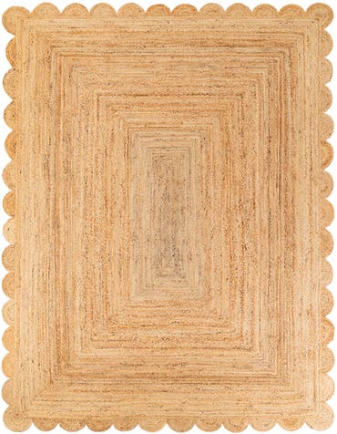  7' 10 x 10'  Hand Woven Scallop Braided Jute Rug