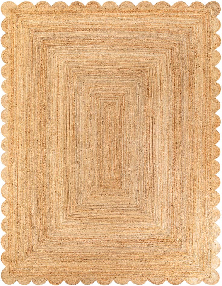 Detail image of  9' x 12'  Hand Woven Scallop Braided Jute Rug