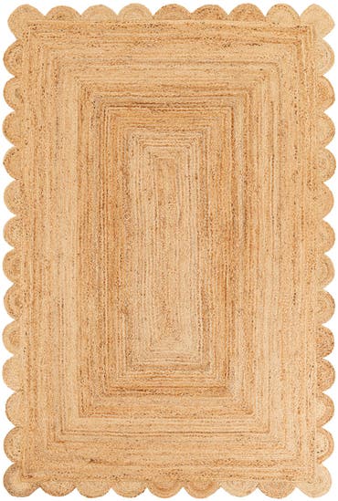  6' x 9'  Hand Woven Scallop Braided Jute Rug