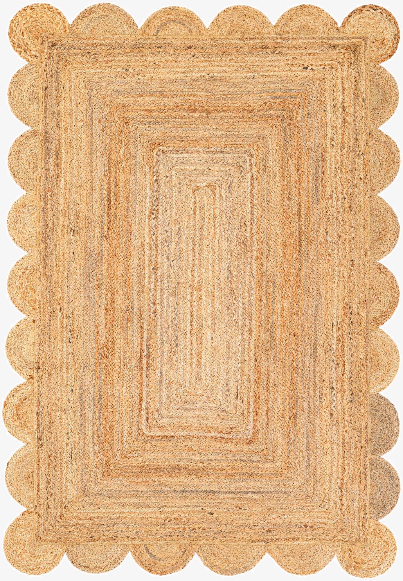 Primary image  4' 1 x 6' 1  Hand Woven Scallop Braided Jute Rug