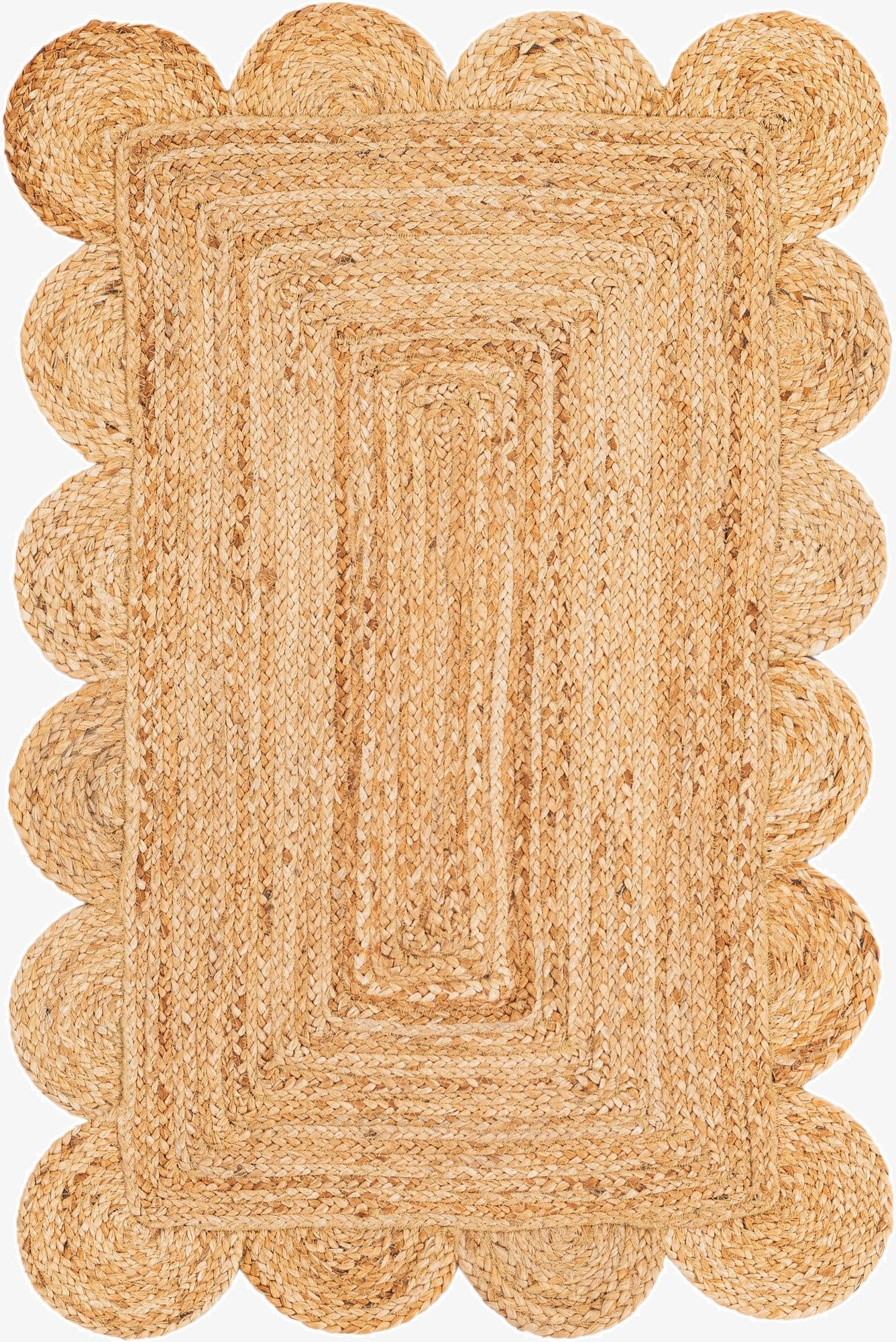 Primary image  2' x 3' 1  Hand Woven Scallop Braided Jute Rug