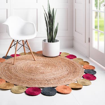  6' 1 x 6' 1  Hand Braided Jute Round Rug