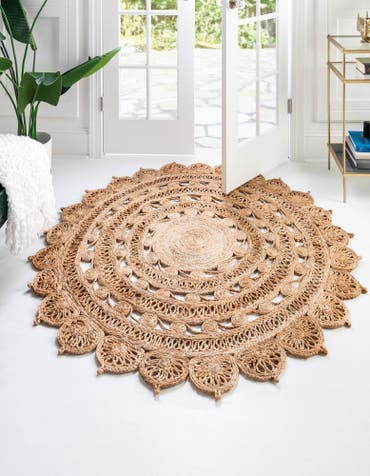  Custom Natural Braided Jute Round Rug