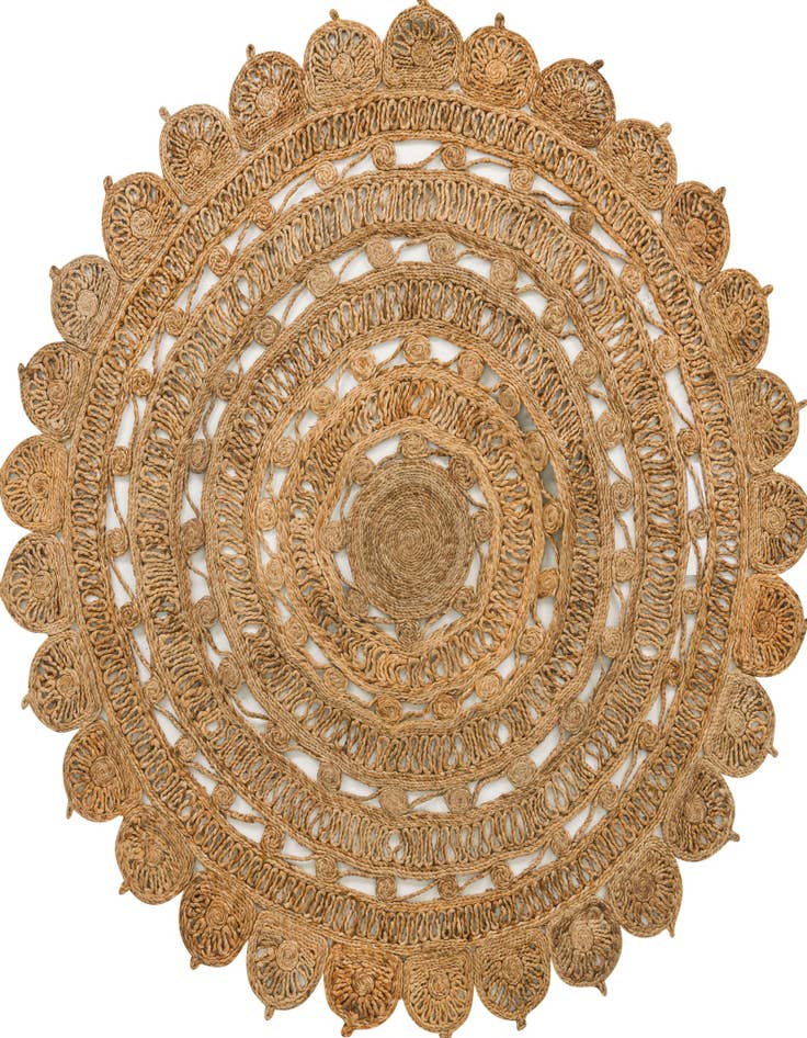 Detail image of  6' 1 x 6' 1  Hand Braided Jute Round Rug