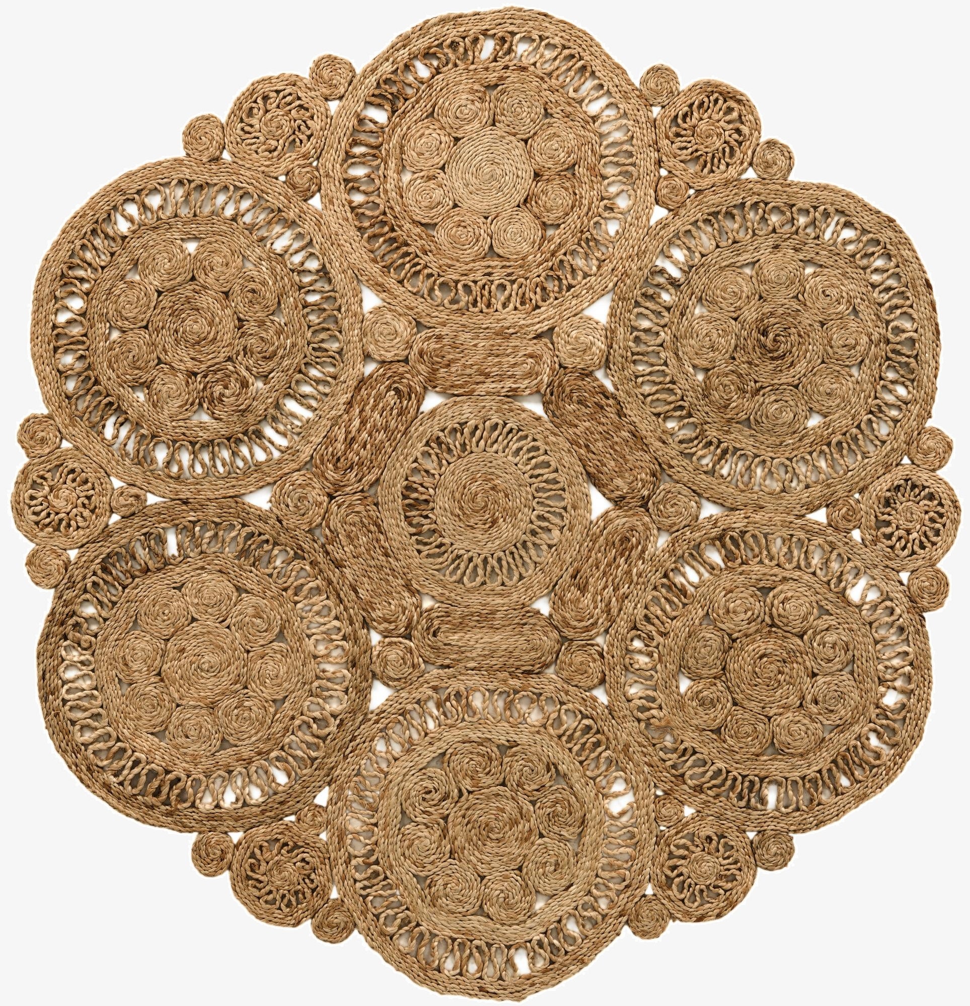  5' 1 x 5' 1  Hand Braided Jute Round Rug