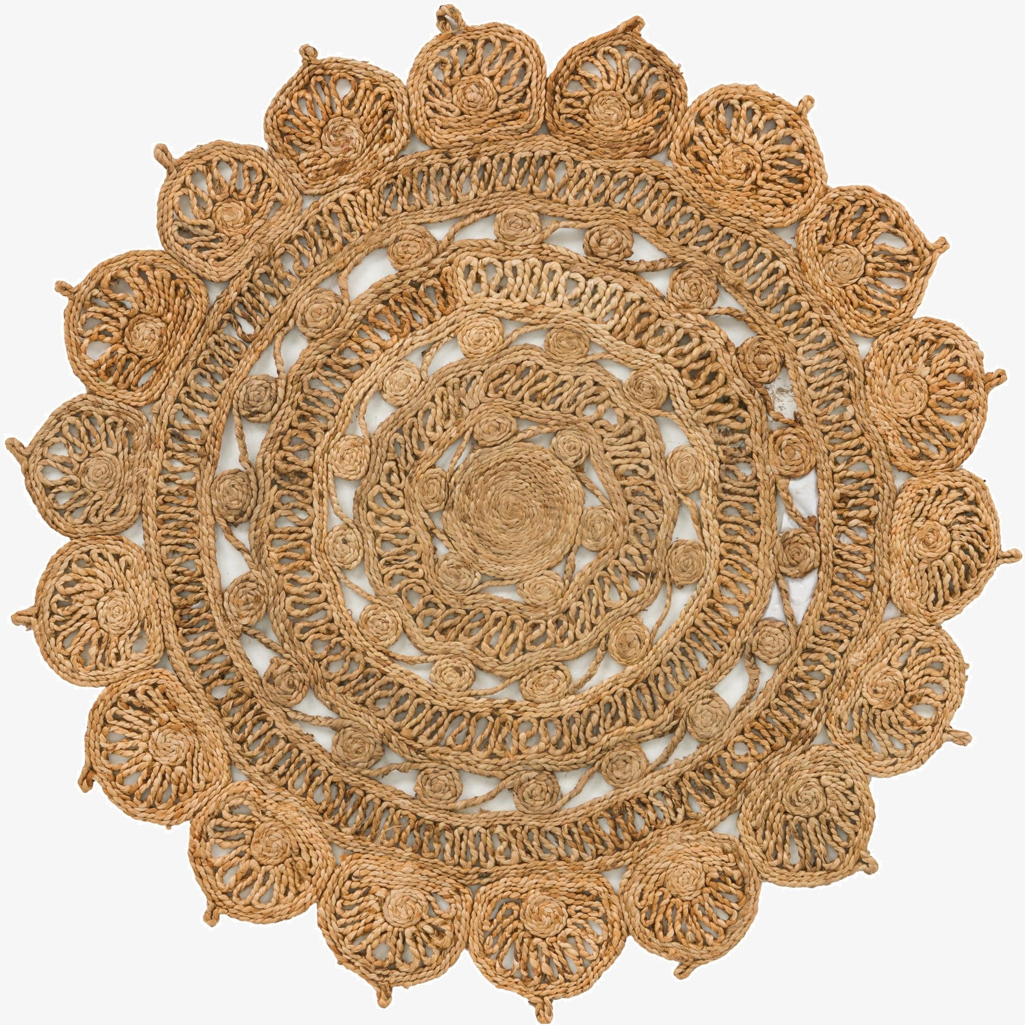  4' 1 x 4' 1  Hand Braided Jute Round Rug