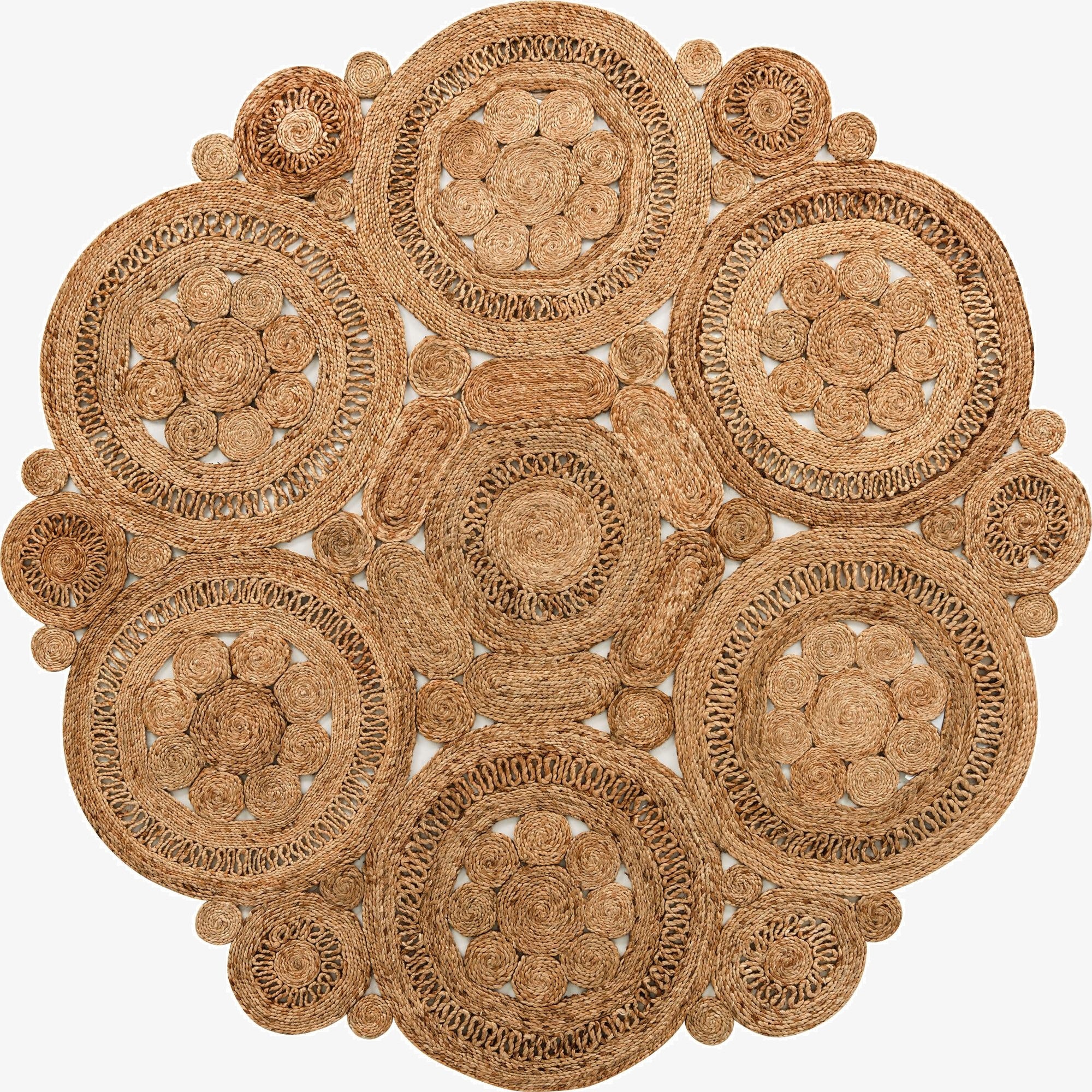  7' 10 x 7' 10  Hand Braided Jute Round Rug