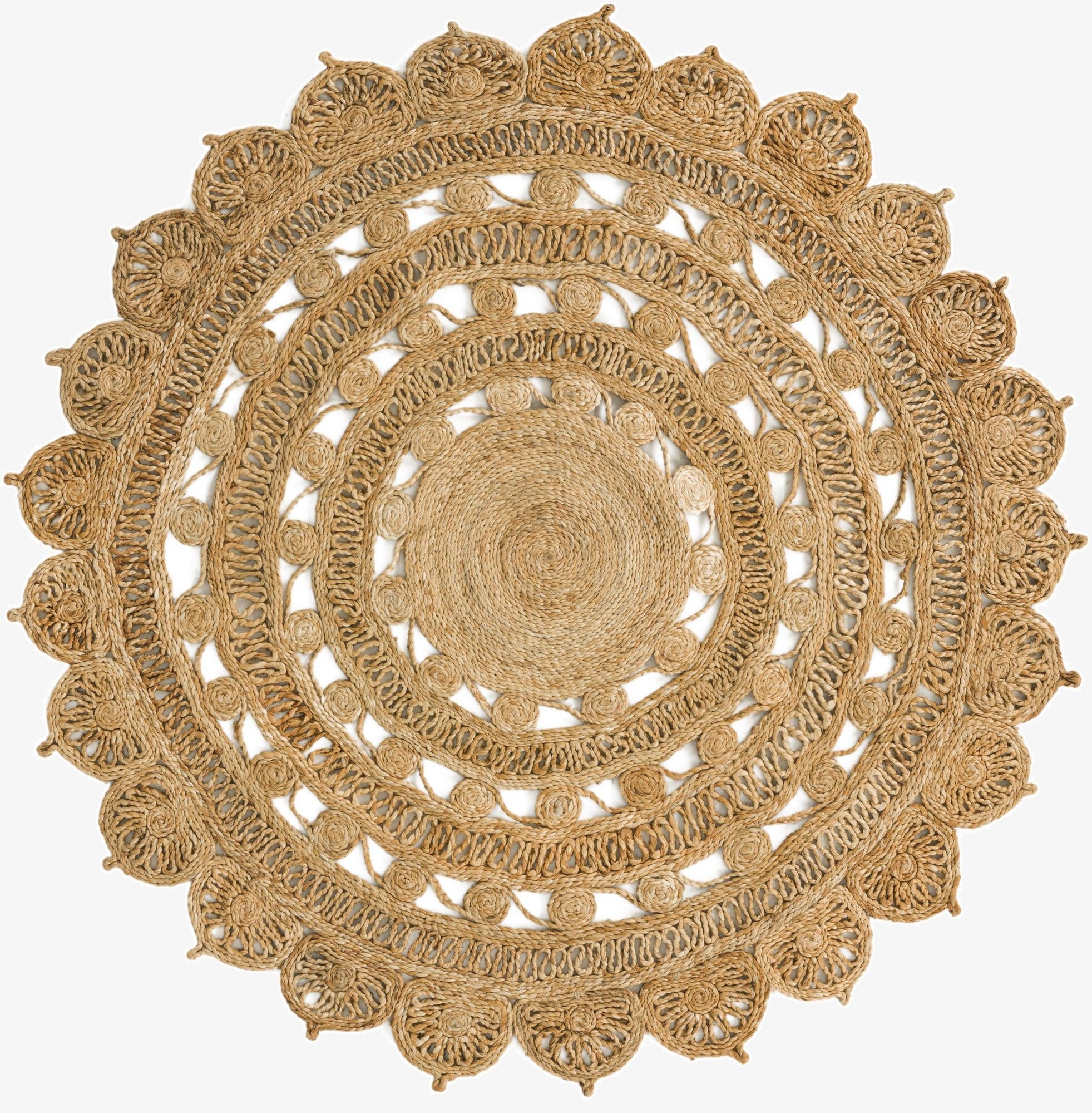  5' 1 x 5' 1  Hand Braided Jute Round Rug