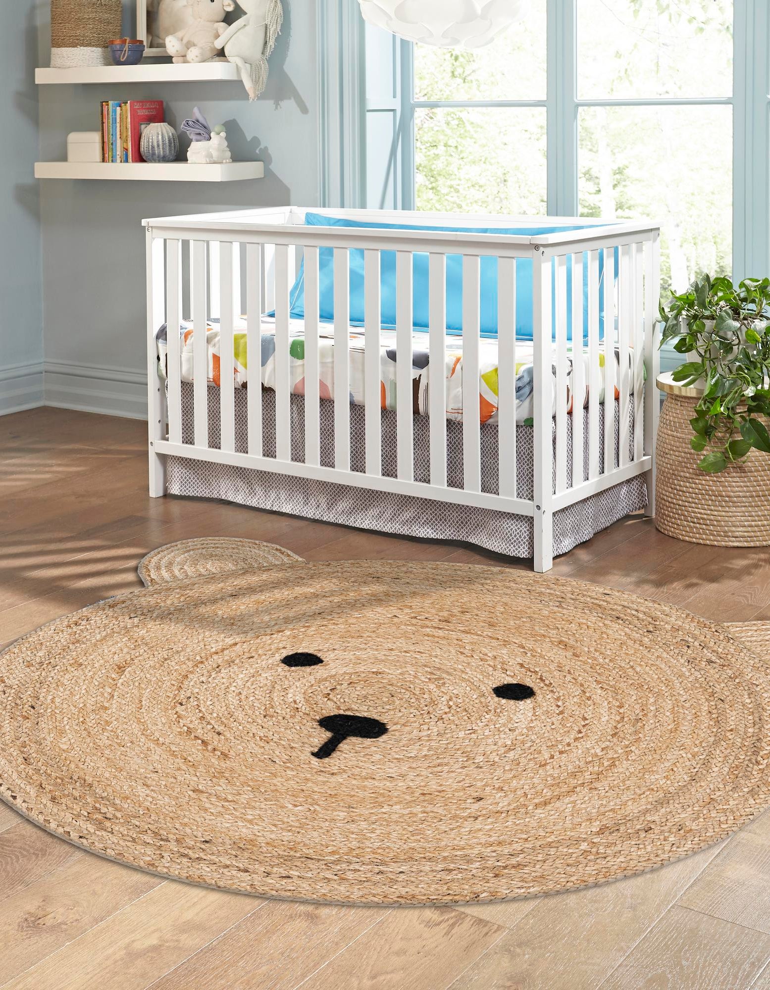 Natural 7' 10 x 7' 10 Kids Braided Jute Round Rug | Rugs.com