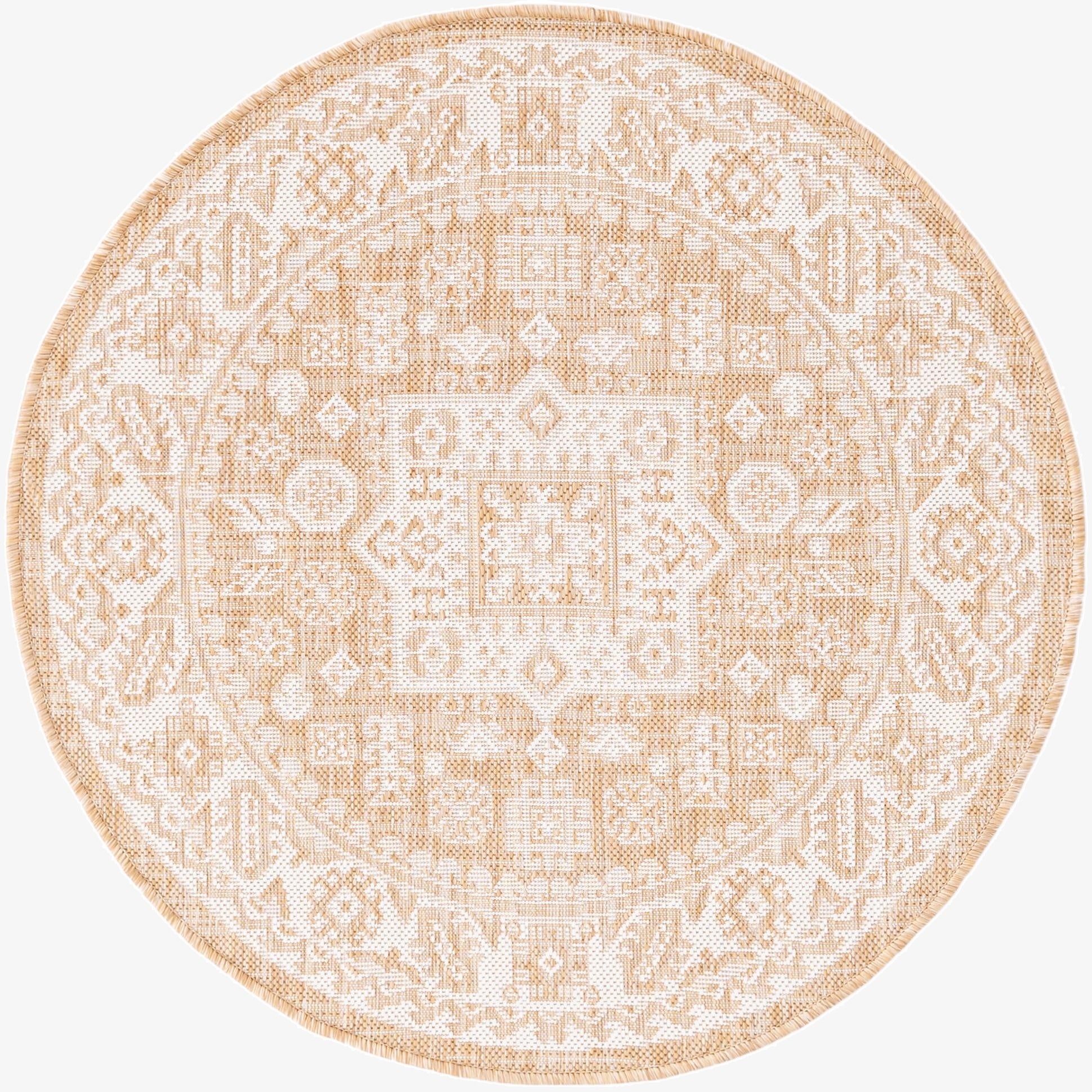  3' x 3'  Washable Aztec Indoor / Outdoor Round Rug