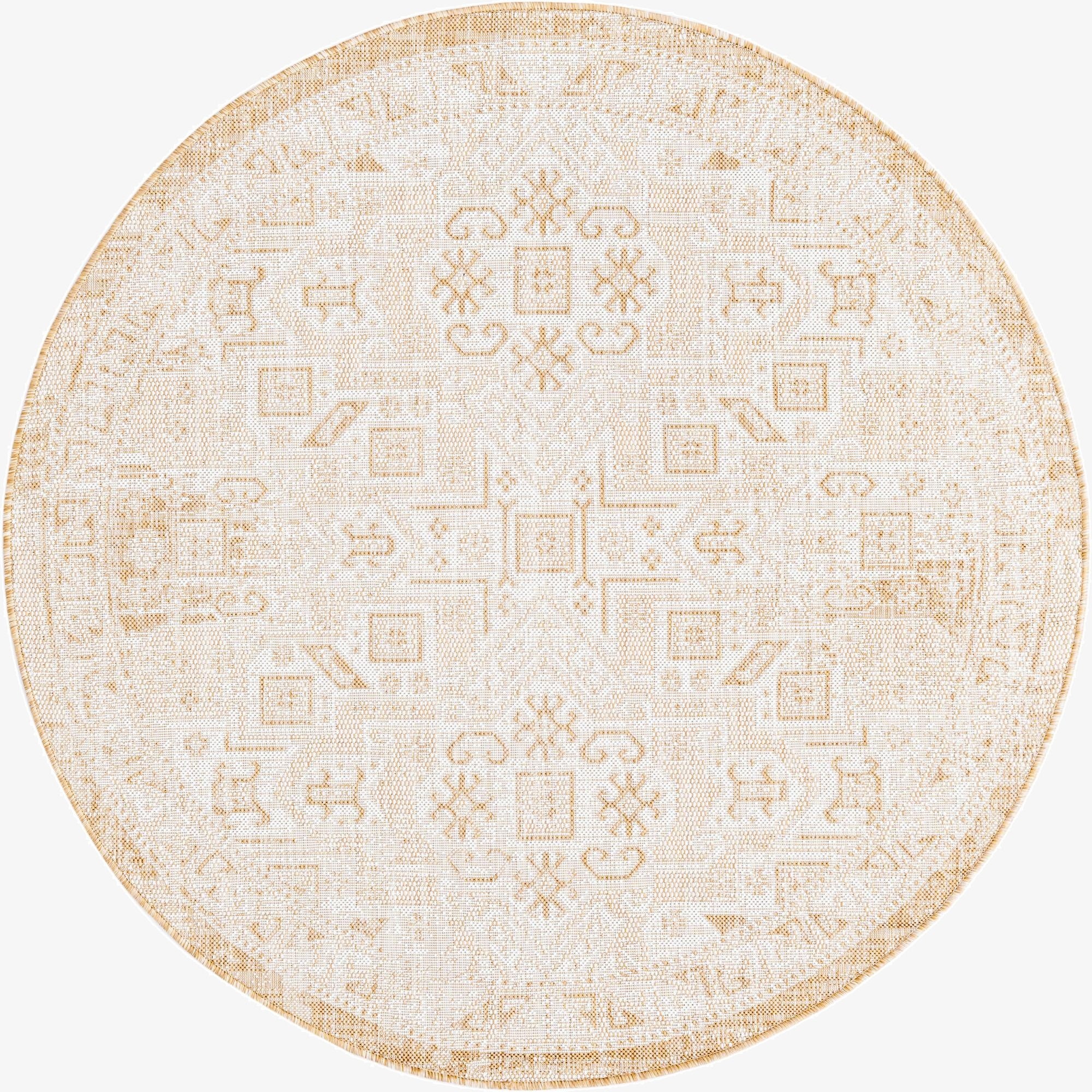  5' 3 x 5' 3  Washable Aztec Indoor / Outdoor Round Rug