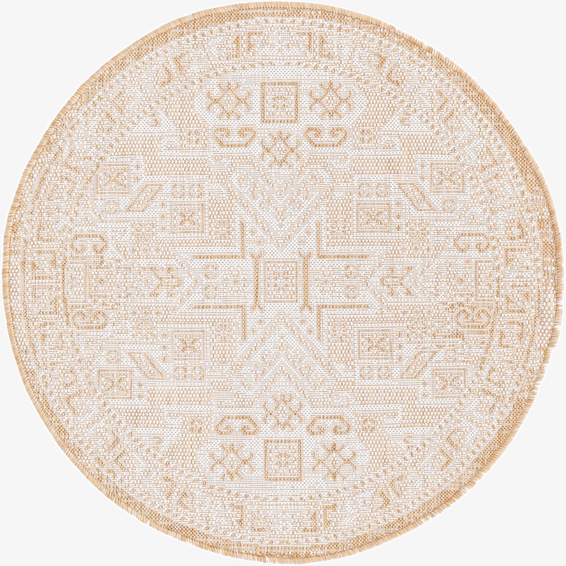  3' x 3'  Washable Aztec Indoor / Outdoor Round Rug