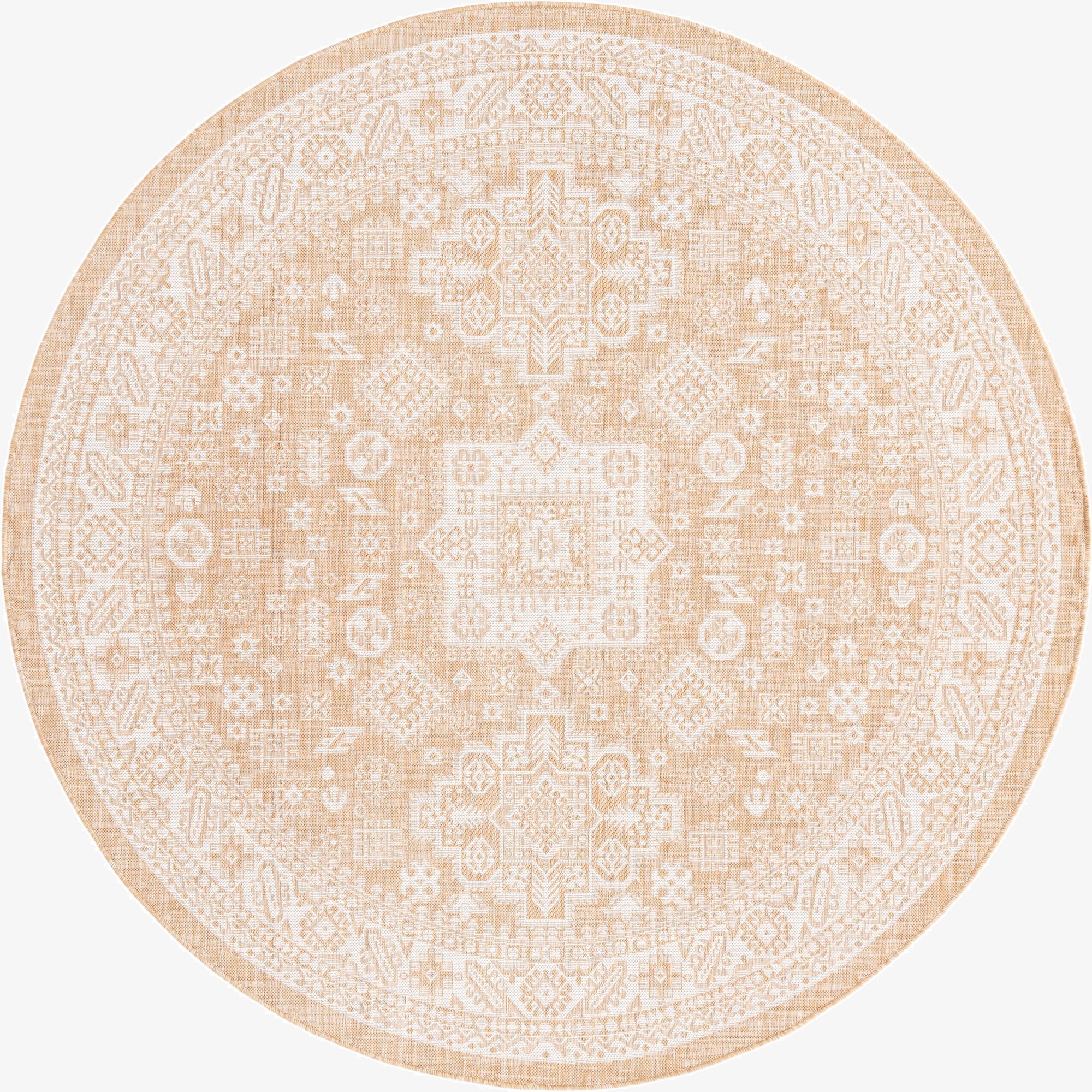  7' 10 x 7' 10  Washable Aztec Indoor / Outdoor Round Rug