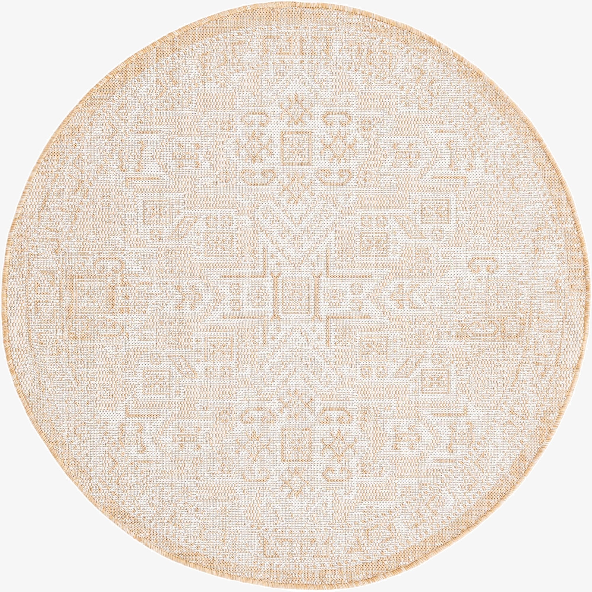  4' x 4'  Washable Aztec Indoor / Outdoor Round Rug