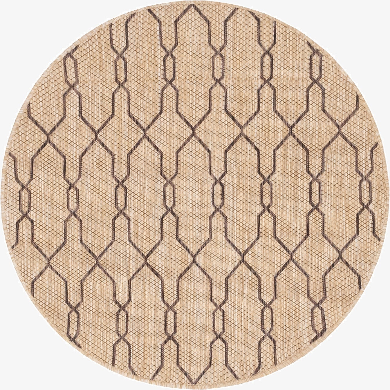  4' x 4'  Washable Lattice Indoor / Outdoor Round Rug
