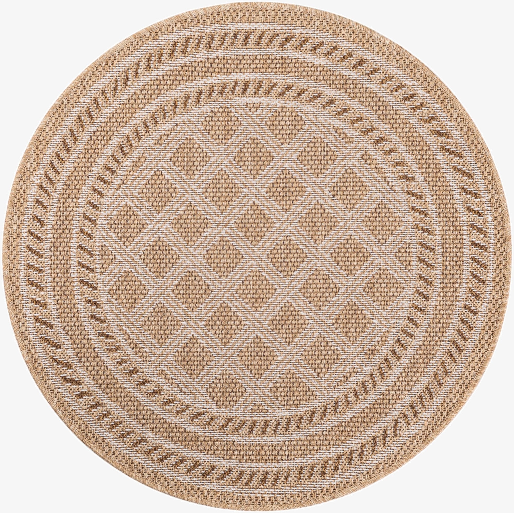  3' 3 x 3' 3  Washable Lattice Indoor / Outdoor Round Rug