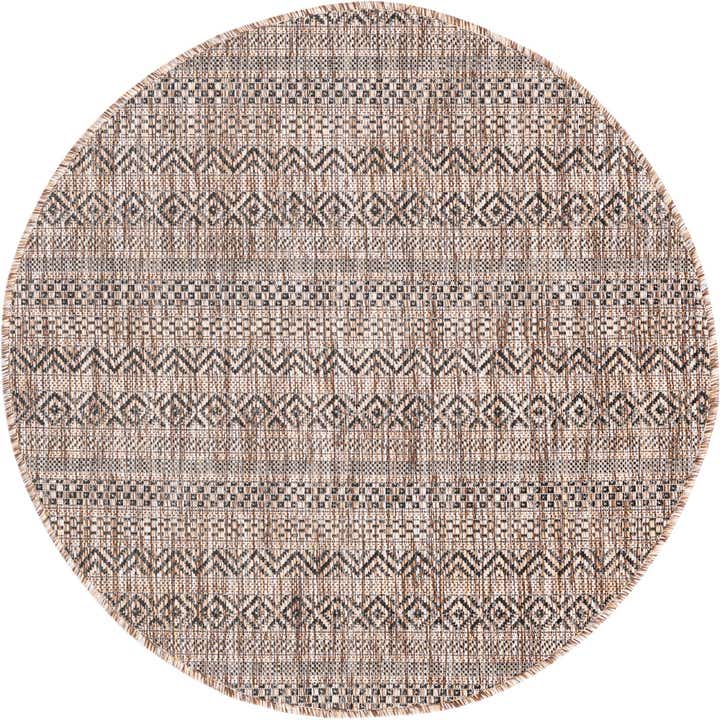 Natural 3' x 3' Washable Ribbon Indoor / Outdoor Round Rug | Rugs.com