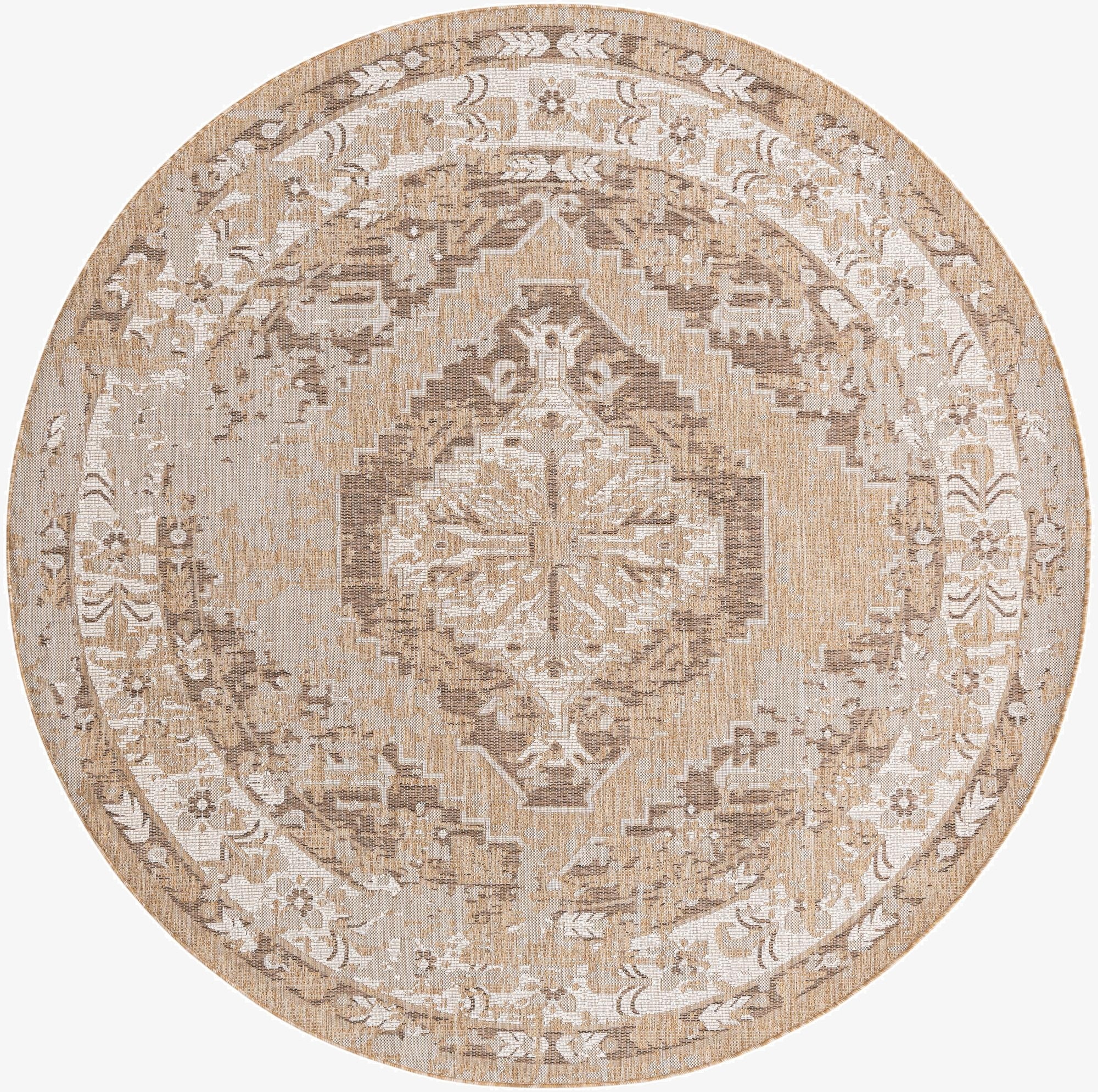 Primary image  7' 10 x 7' 10  Washable Traditional Indoor / Outdoor Round Rug