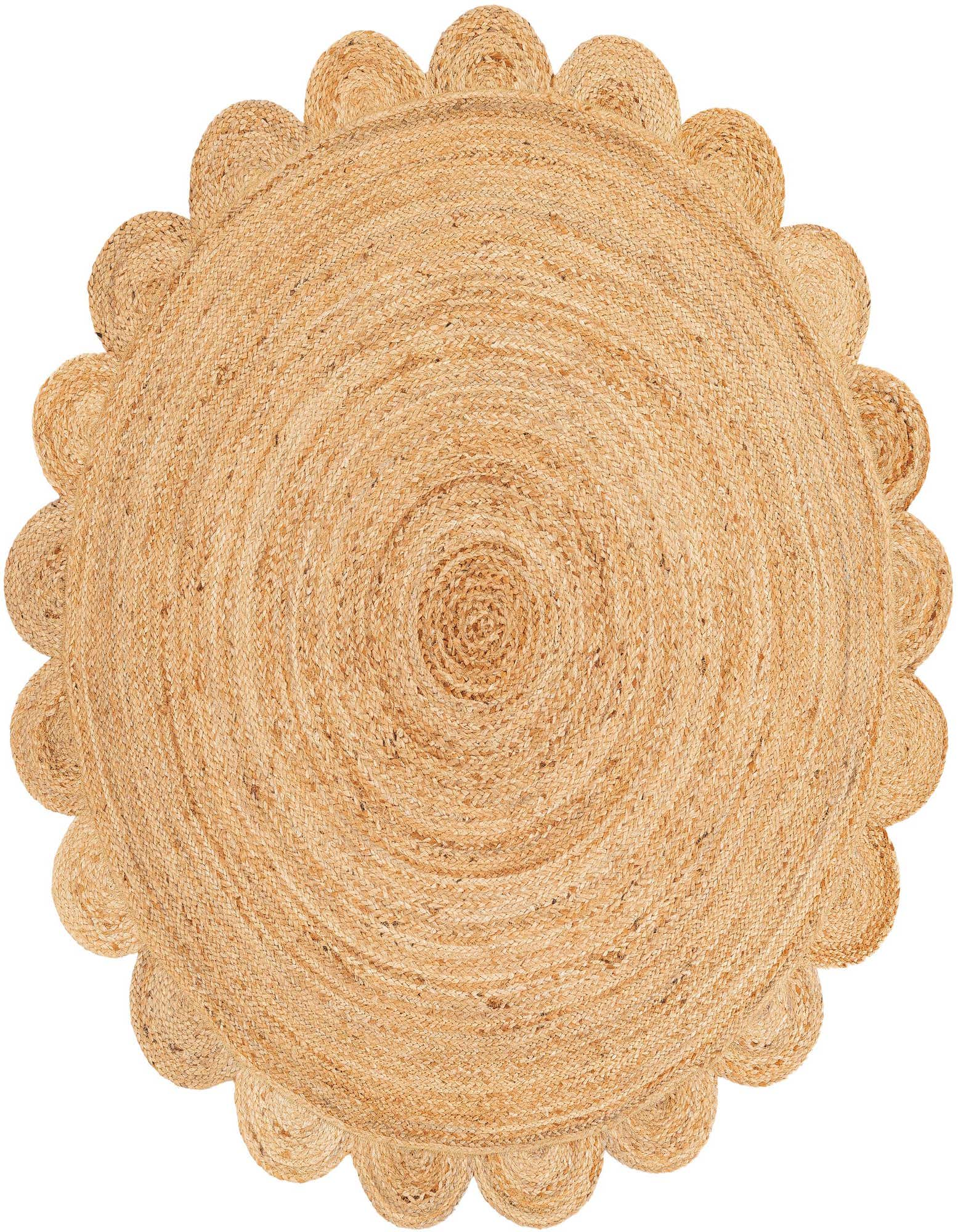 Primary image  5' 1 x 5' 1  Hand Woven Scallop Braided Jute Round Rug