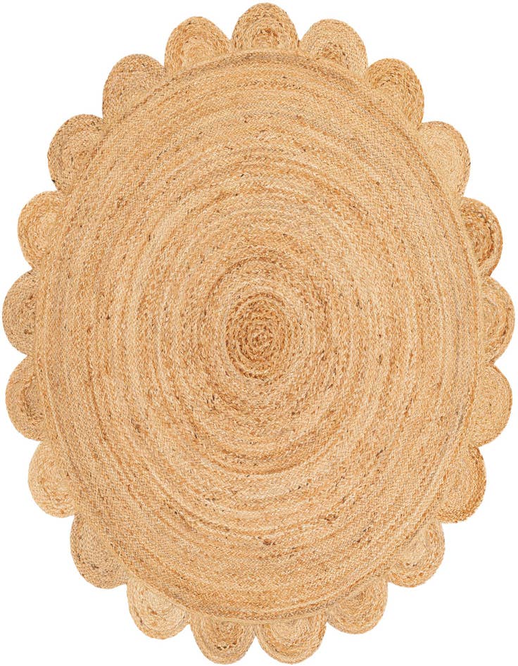 Detail image of  5' 1 x 5' 1  Hand Woven Scallop Braided Jute Round Rug