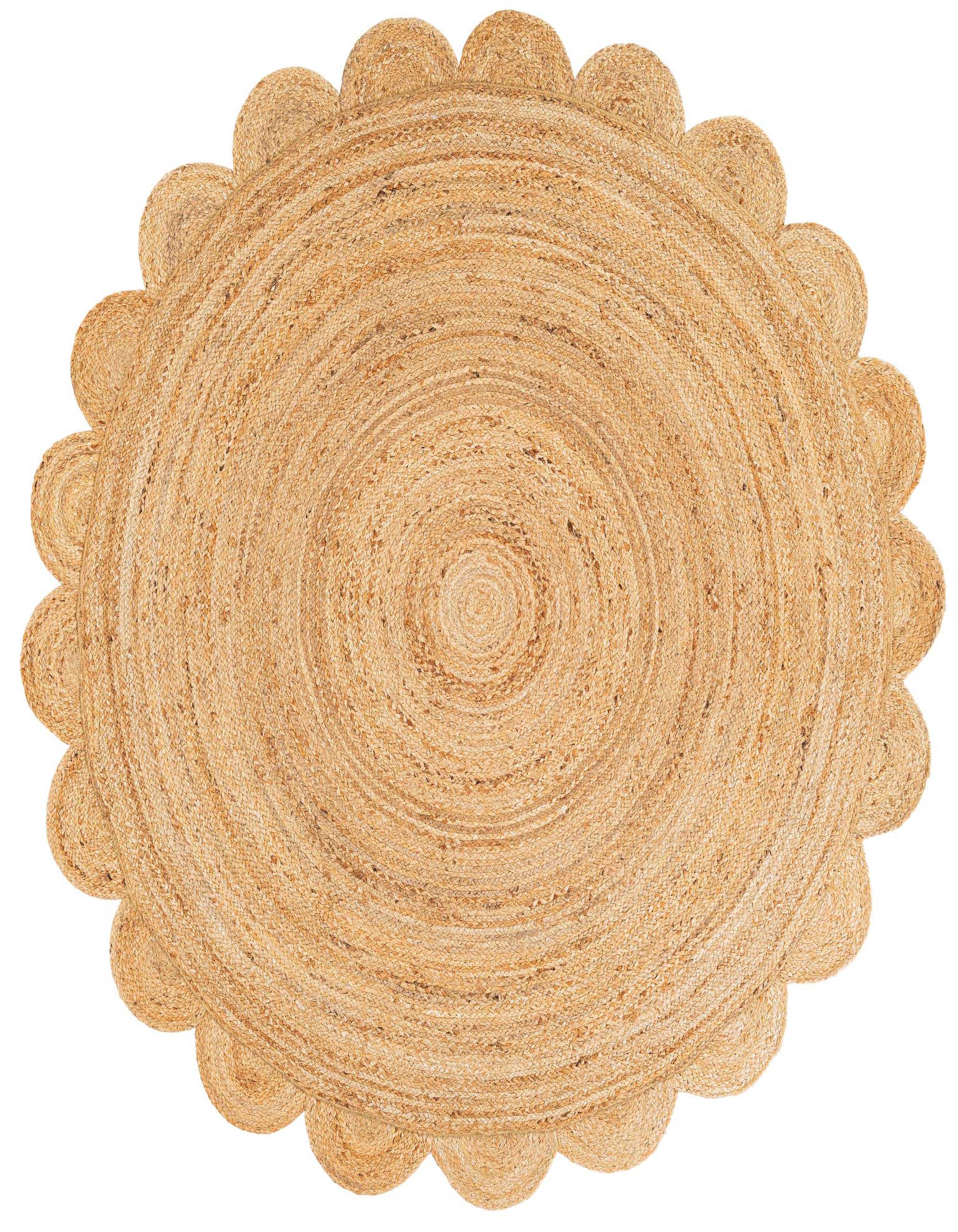 Primary image  6' 1 x 6' 1  Hand Woven Scallop Braided Jute Round Rug