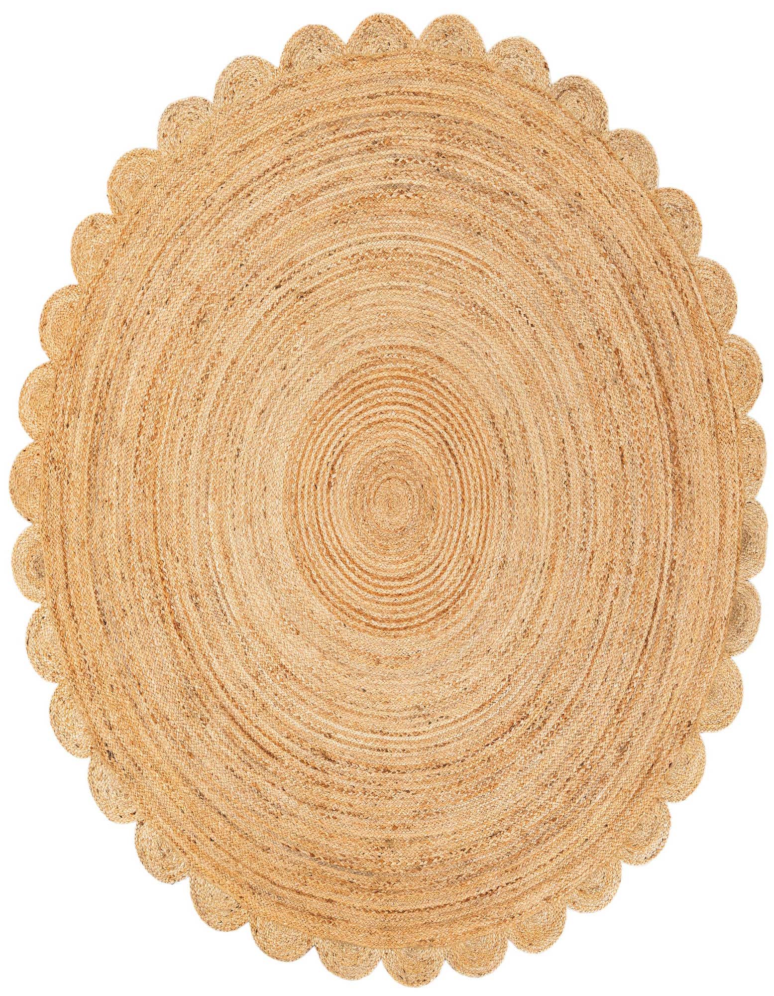 Primary image  7' 10 x 7' 10  Hand Woven Scallop Braided Jute Round Rug