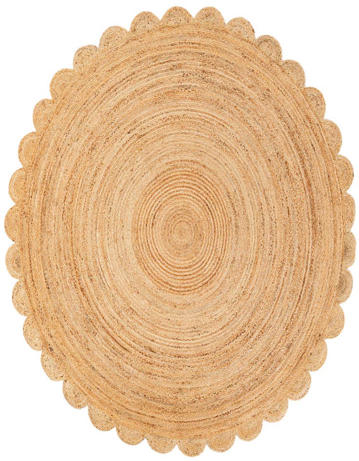 Detail image of  7' 10 x 7' 10  Hand Woven Scallop Braided Jute Round Rug