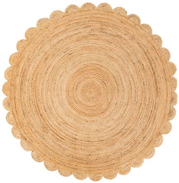  7' 10 x 7' 10  Hand Woven Scallop Braided Jute Round Rug