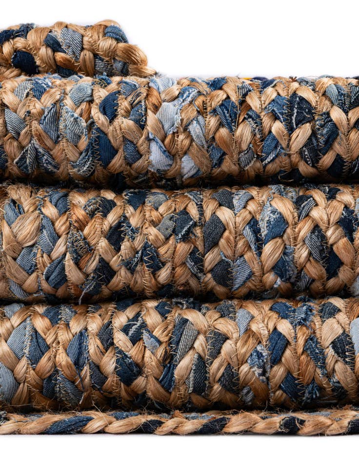 Detail image of  2' 2 x 8'  Hand Braided Chindi Runner Rug