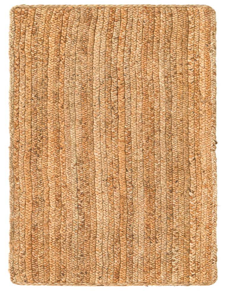 A 6 Ft Braided Jute Luxe runner rug in natural brown and tan tones, featuring a textured flatweave.