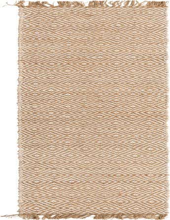 A 12 ft runner rug featuring a natural brown and ivory diamond pattern, made from braided jute and cotton, with fringed ends.